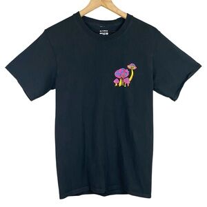Men’s A.LAB Short Sleeve Magic Mushrooms T-Shirt in Black Size Small